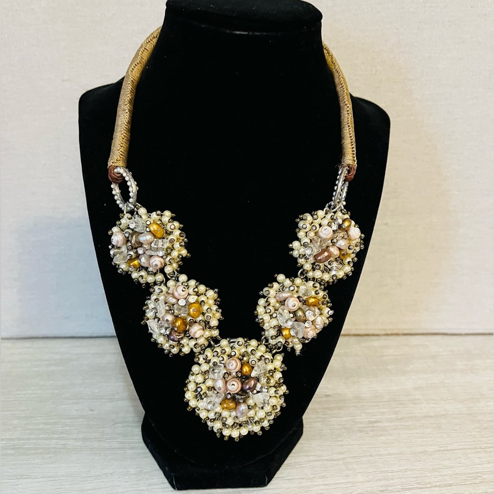 Coldwater Creek Pearl Cluster Statement Necklace